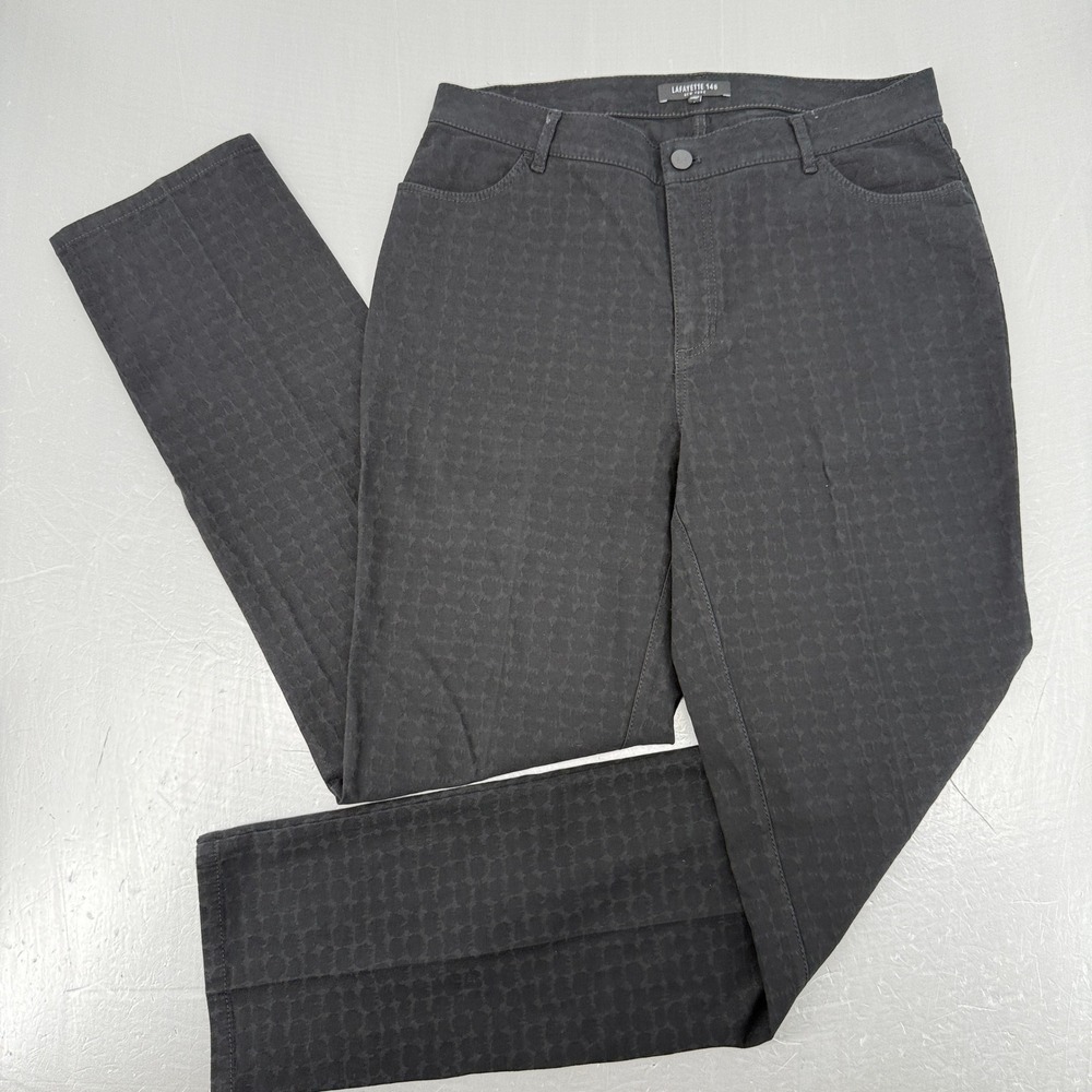 Lafayette 148 New York Womens Black Tonal Jacquard Slim Fit Pants Size 10 12373